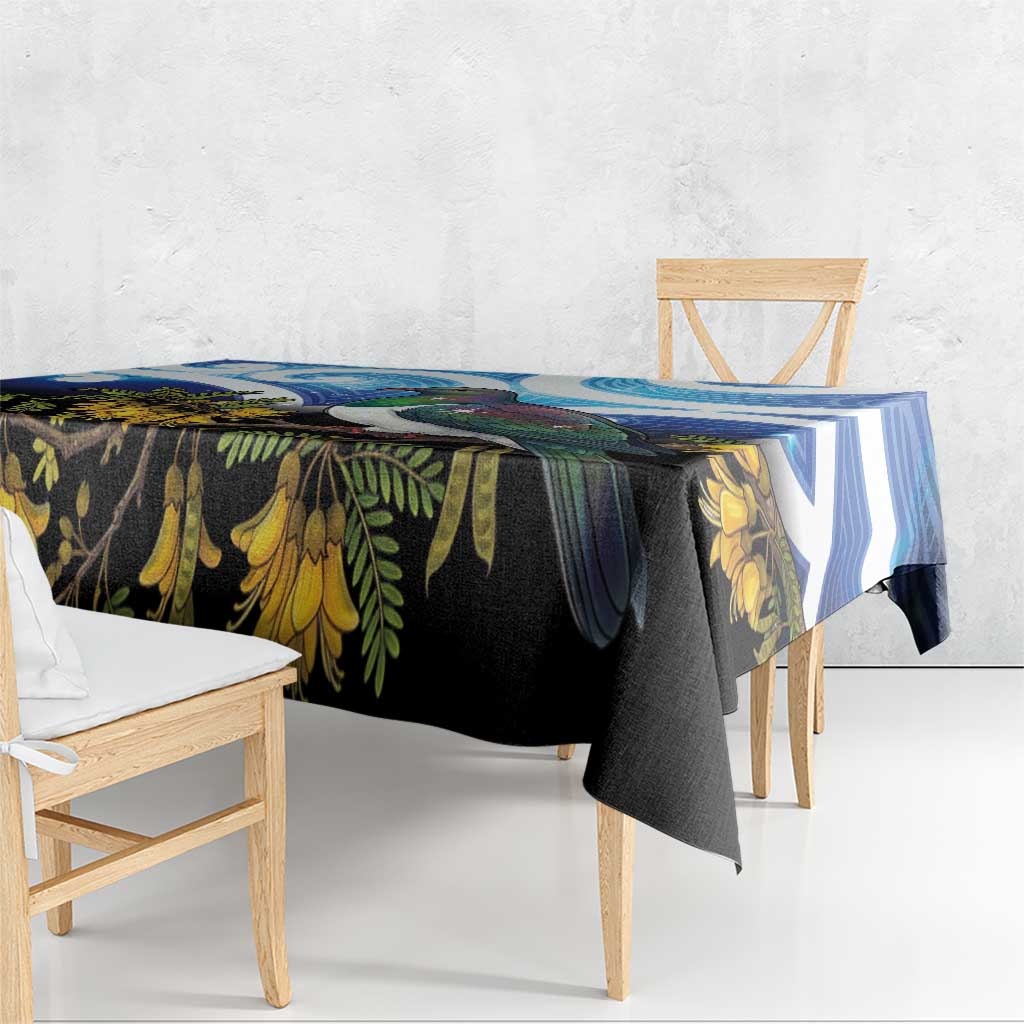 Kekeru New Zealand Matariki Tablecloth Kukupa Kowhai Maori New Year Blue Version