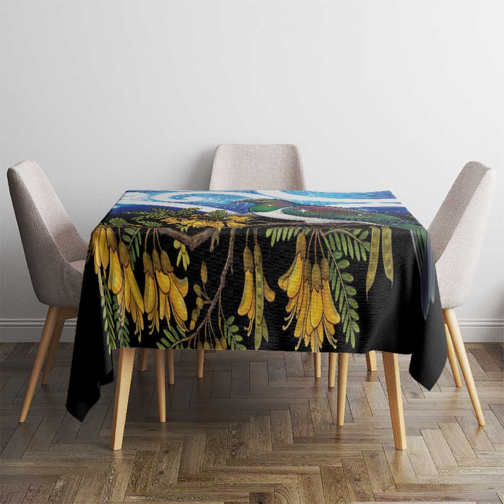 Kekeru New Zealand Matariki Tablecloth Kukupa Kowhai Maori New Year Blue Version
