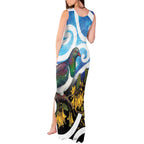 Kekeru New Zealand Matariki Tank Maxi Dress Kukupa Kowhai Maori New Year Blue Version
