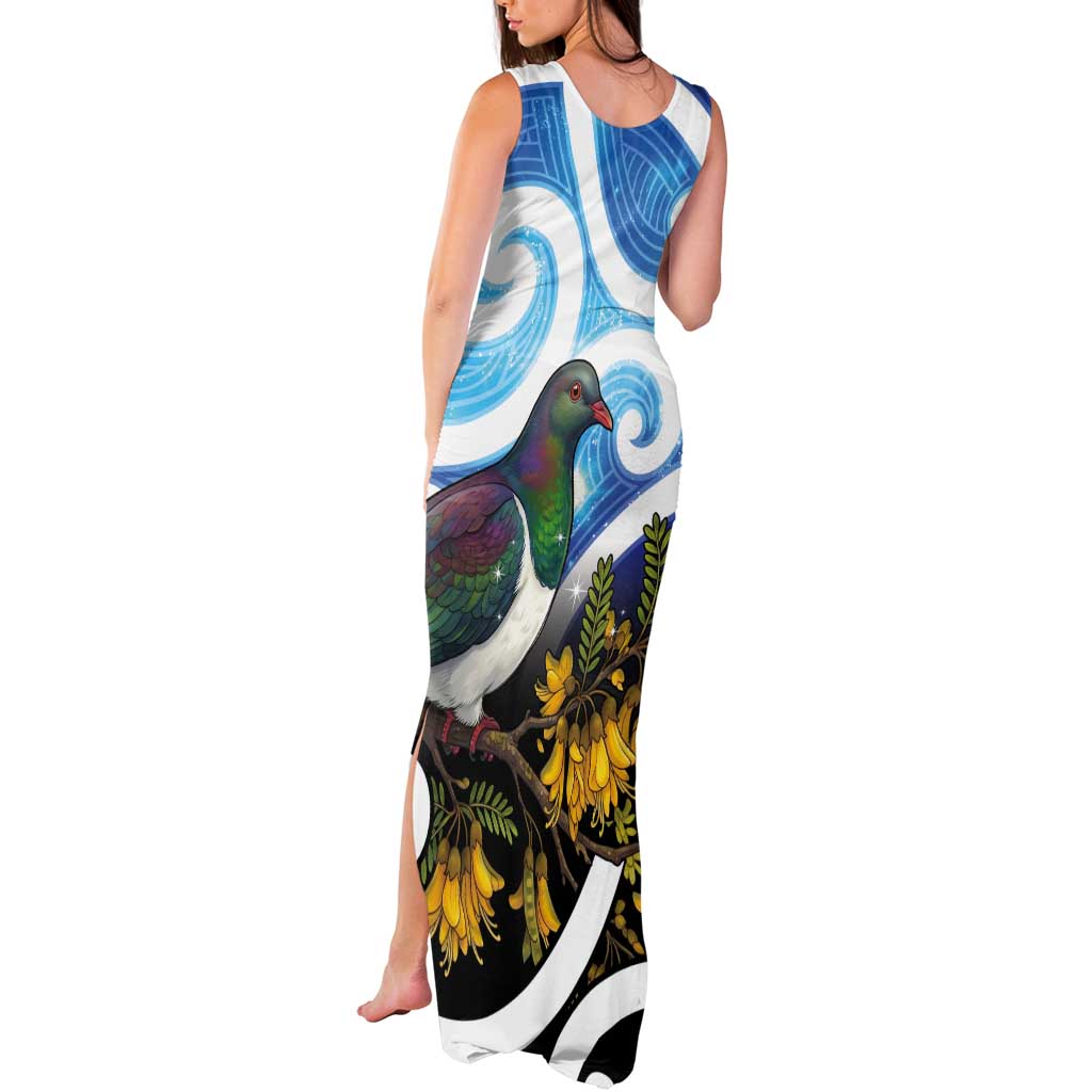 Kekeru New Zealand Matariki Tank Maxi Dress Kukupa Kowhai Maori New Year Blue Version