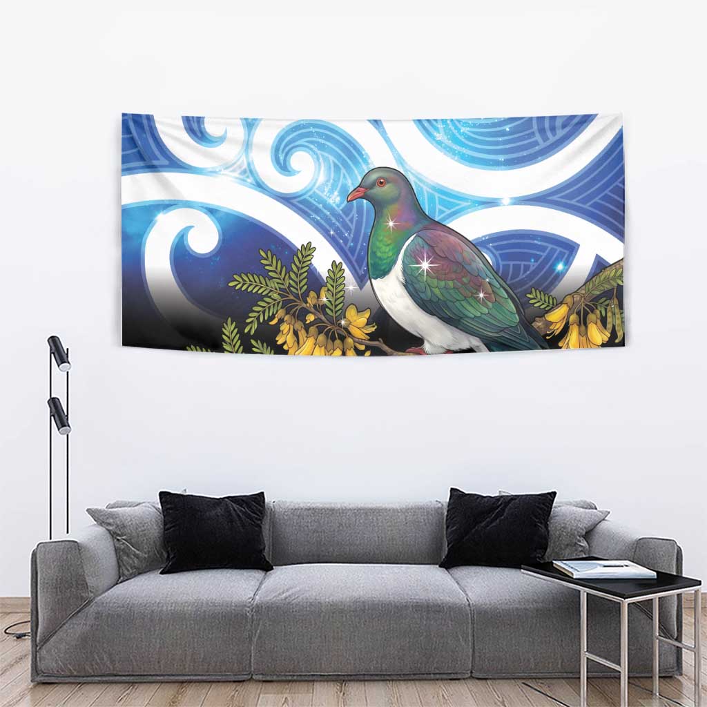 Kekeru New Zealand Matariki Tapestry Kukupa Kowhai Maori New Year Blue Version