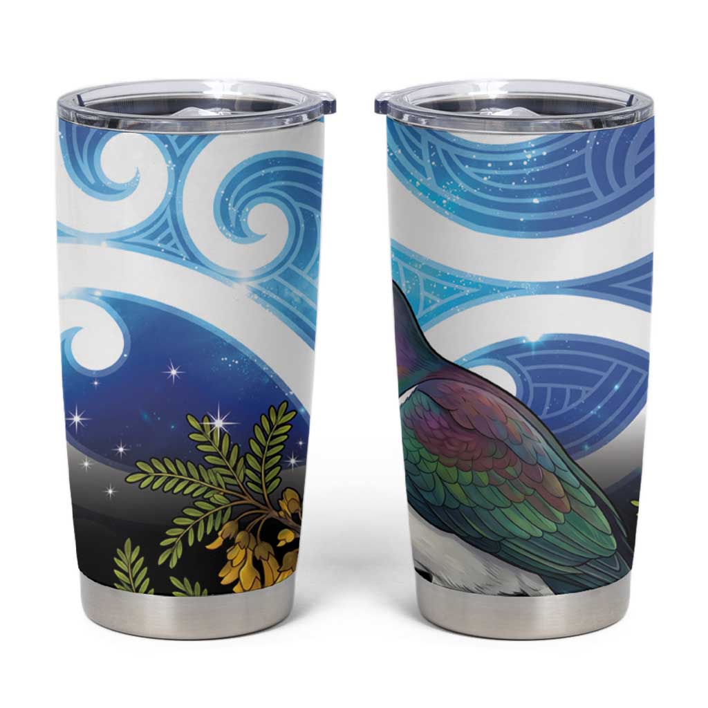 Kekeru New Zealand Matariki Tumbler Cup Kukupa Kowhai Maori New Year Blue Version