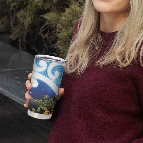 Kekeru New Zealand Matariki Tumbler Cup Kukupa Kowhai Maori New Year Blue Version