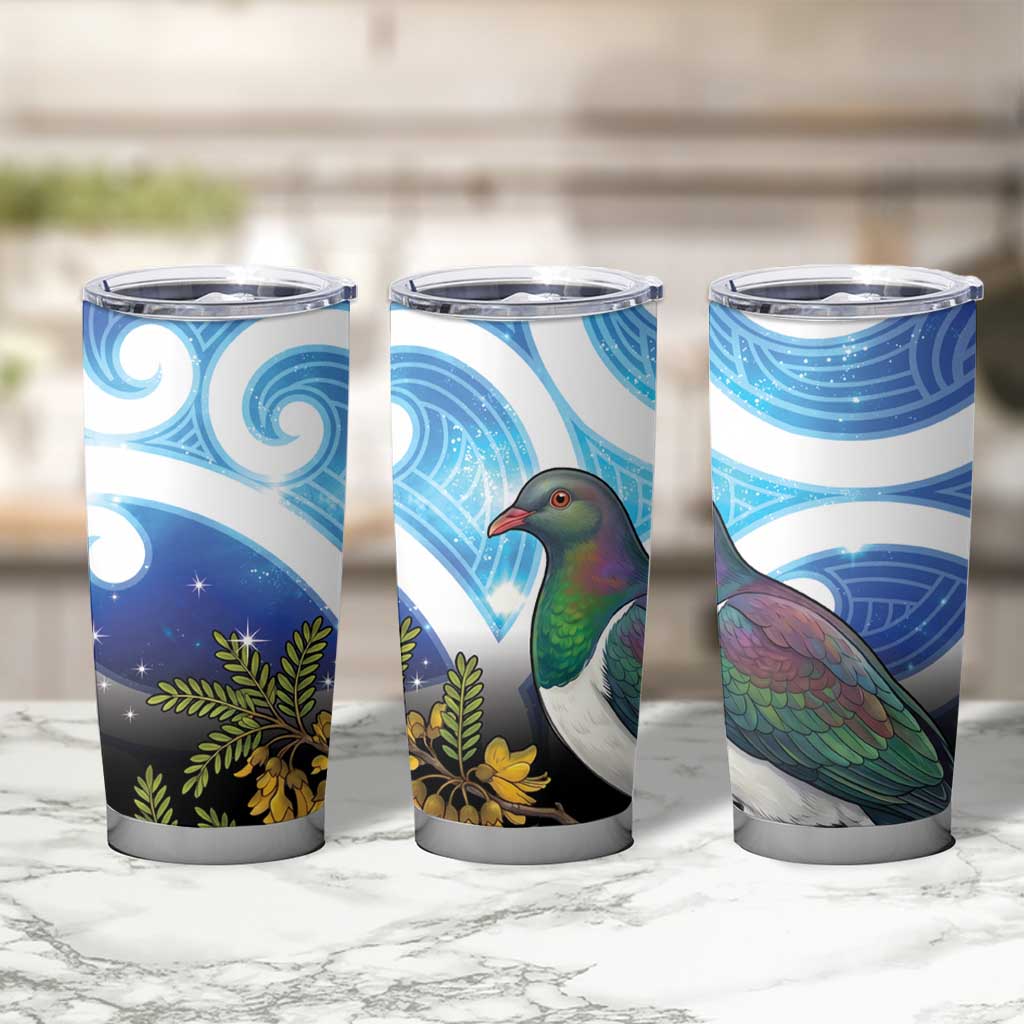 Kekeru New Zealand Matariki Tumbler Cup Kukupa Kowhai Maori New Year Blue Version