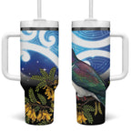 Kekeru New Zealand Matariki Tumbler With Handle Kukupa Kowhai Maori New Year Blue Version