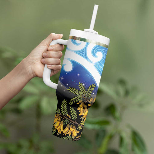 Kekeru New Zealand Matariki Tumbler With Handle Kukupa Kowhai Maori New Year Blue Version