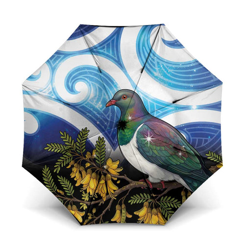 Kekeru New Zealand Matariki Umbrella Kukupa Kowhai Maori New Year Blue Version