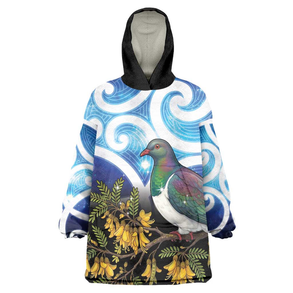 Kekeru New Zealand Matariki Wearable Blanket Hoodie Kukupa Kowhai Maori New Year Blue Version