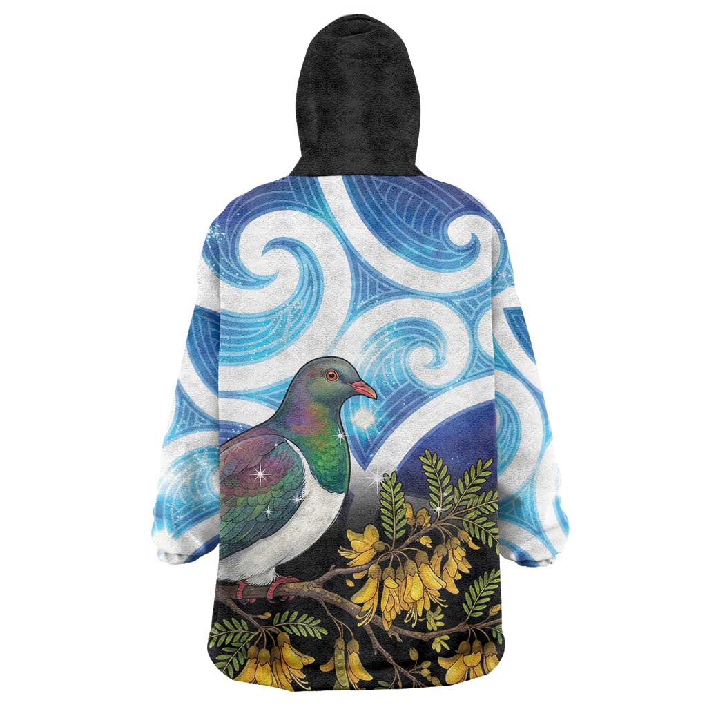 Kekeru New Zealand Matariki Wearable Blanket Hoodie Kukupa Kowhai Maori New Year Blue Version