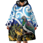 Kekeru New Zealand Matariki Wearable Blanket Hoodie Kukupa Kowhai Maori New Year Blue Version