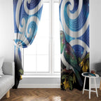 Kekeru New Zealand Matariki Window Curtain Kukupa Kowhai Maori New Year Blue Version