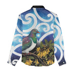 Kekeru New Zealand Matariki Women Casual Shirt Kukupa Kowhai Maori New Year Blue Version