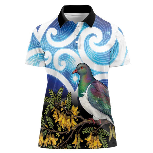 Kekeru New Zealand Matariki Women Polo Shirt Kukupa Kowhai Maori New Year Blue Version