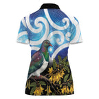 Kekeru New Zealand Matariki Women Polo Shirt Kukupa Kowhai Maori New Year Blue Version