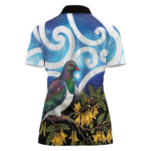 Kekeru New Zealand Matariki Women Polo Shirt Kukupa Kowhai Maori New Year Blue Version
