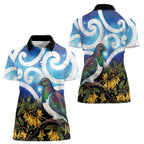Kekeru New Zealand Matariki Women Polo Shirt Kukupa Kowhai Maori New Year Blue Version