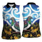 Kekeru New Zealand Matariki Women Sleeveless Polo Shirt Kukupa Kowhai Maori New Year Blue Version
