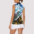 Kekeru New Zealand Matariki Women Sleeveless Polo Shirt Kukupa Kowhai Maori New Year Blue Version