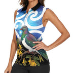 Kekeru New Zealand Matariki Women Sleeveless Polo Shirt Kukupa Kowhai Maori New Year Blue Version
