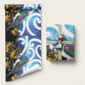 Kekeru New Zealand Matariki Wrapping Paper Kukupa Kowhai Maori New Year Blue Version