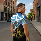 Kekeru New Zealand Matariki Zipper Polo Shirt Kukupa Kowhai Maori New Year Blue Version