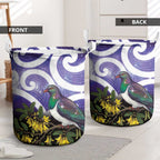 Kekeru New Zealand Matariki Laundry Basket Kukupa Kowhai Maori New Year Purple Version