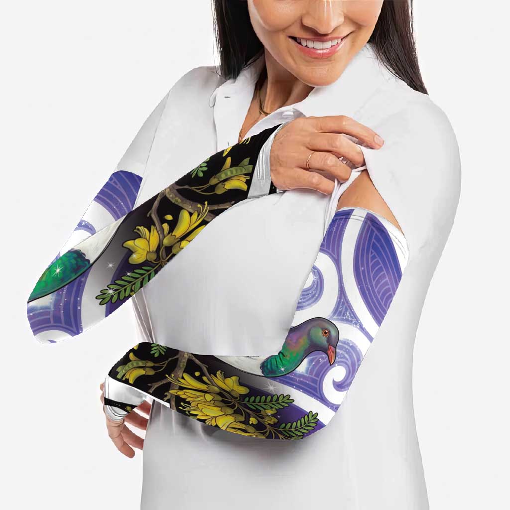 Kekeru New Zealand Matariki Arm Sleeves Kukupa Kowhai Maori New Year Purple Version