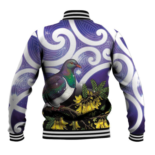 Kekeru New Zealand Matariki Baseball Jacket Kukupa Kowhai Maori New Year Purple Version