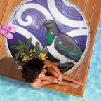 Kekeru New Zealand Matariki Beach Blanket Kukupa Kowhai Maori New Year Purple Version
