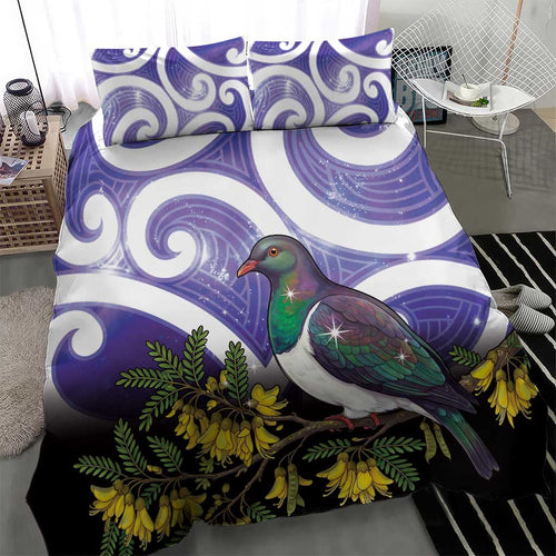 Kekeru New Zealand Matariki Bedding Set Kukupa Kowhai Maori New Year Purple Version