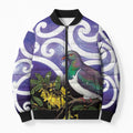 Kekeru New Zealand Matariki Bomber Puffer Jacket Kukupa Kowhai Maori New Year Purple Version