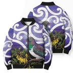 Kekeru New Zealand Matariki Bomber Puffer Jacket Kukupa Kowhai Maori New Year Purple Version