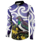 Kekeru New Zealand Matariki Button Sweatshirt Kukupa Kowhai Maori New Year Purple Version