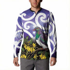 Kekeru New Zealand Matariki Button Sweatshirt Kukupa Kowhai Maori New Year Purple Version