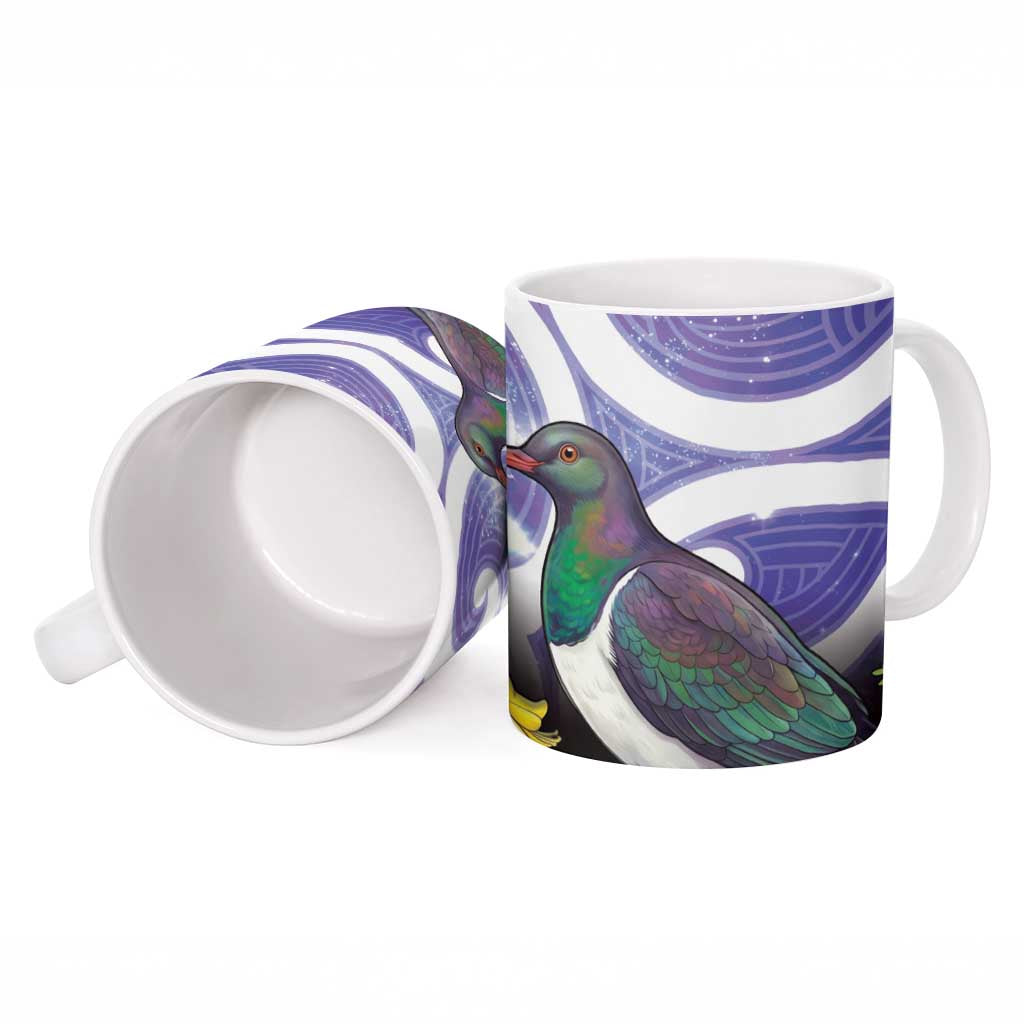 Kekeru New Zealand Matariki Ceramic Mug Kukupa Kowhai Maori New Year Purple Version