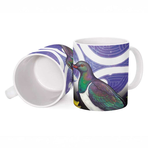 Kekeru New Zealand Matariki Ceramic Mug Kukupa Kowhai Maori New Year Purple Version