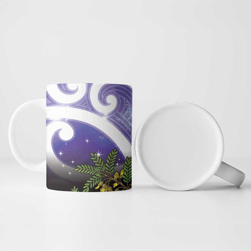 Kekeru New Zealand Matariki Ceramic Mug Kukupa Kowhai Maori New Year Purple Version