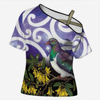 Kekeru New Zealand Matariki Cross Shoulder Shirt Kukupa Kowhai Maori New Year Purple Version