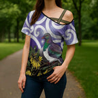 Kekeru New Zealand Matariki Cross Shoulder Shirt Kukupa Kowhai Maori New Year Purple Version