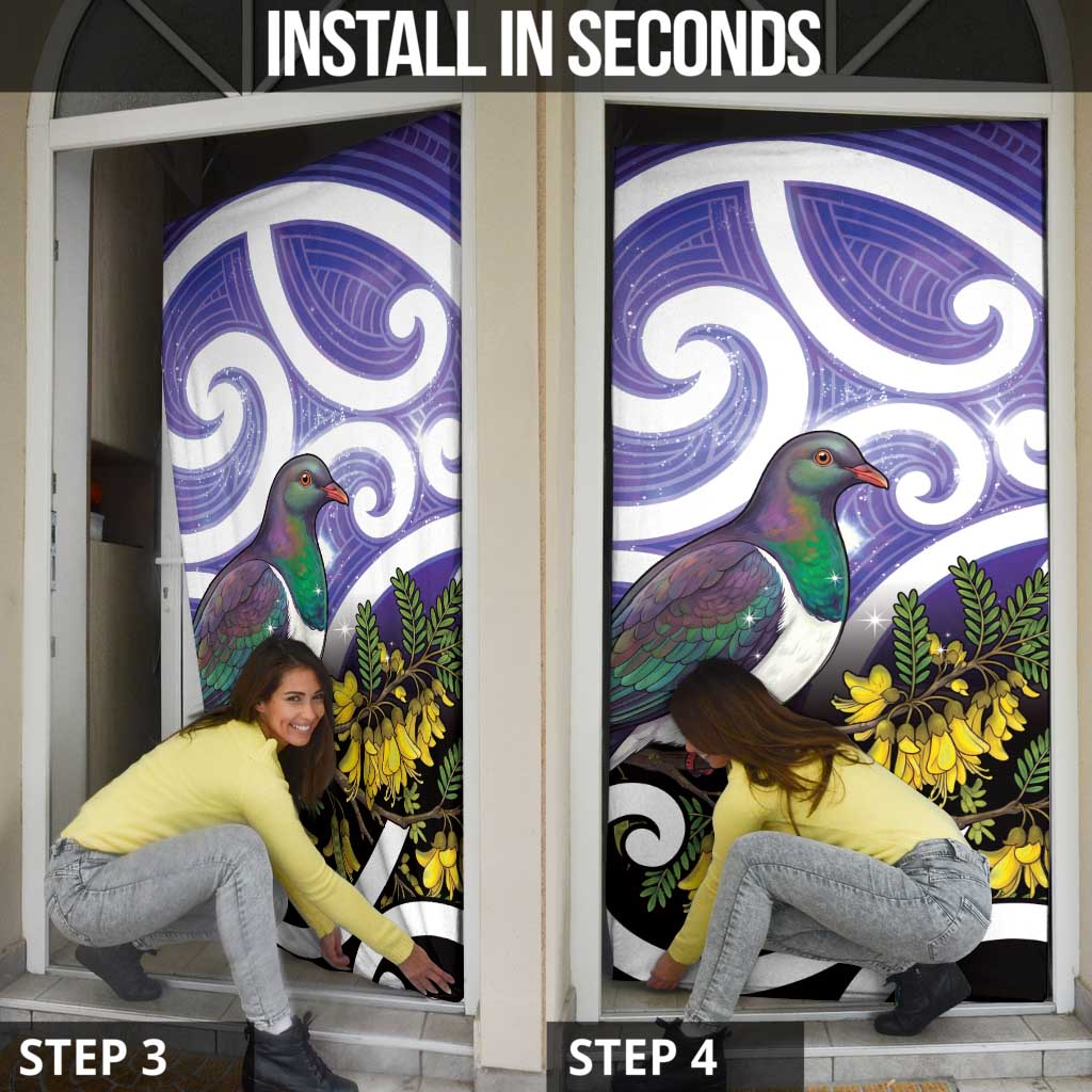 Kekeru New Zealand Matariki Door Cover Kukupa Kowhai Maori New Year Purple Version