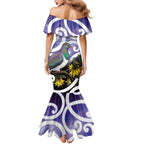 Kekeru New Zealand Matariki Family Matching Mermaid Dress and Hawaiian Shirt Kukupa Kowhai Maori New Year Purple Version