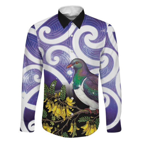 Kekeru New Zealand Matariki Family Matching Off Shoulder Maxi Dress and Hawaiian Shirt Kukupa Kowhai Maori New Year Purple Version