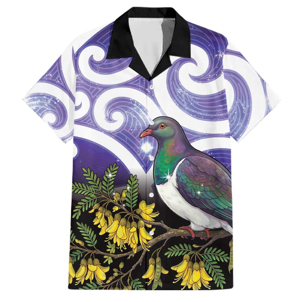 Kekeru New Zealand Matariki Family Matching Puletasi and Hawaiian Shirt Kukupa Kowhai Maori New Year Purple Version
