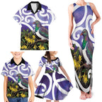 Kekeru New Zealand Matariki Family Matching Tank Maxi Dress and Hawaiian Shirt Kukupa Kowhai Maori New Year Purple Version