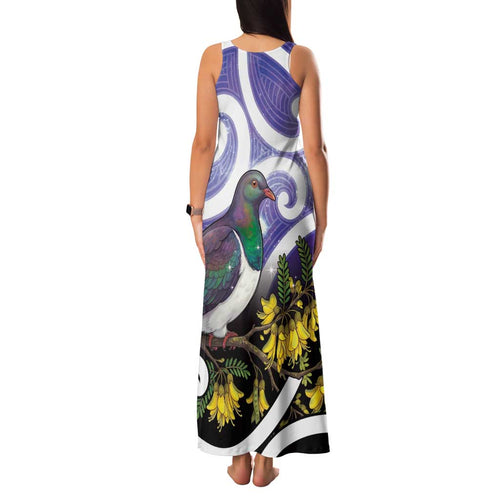 Kekeru New Zealand Matariki Family Matching Tank Maxi Dress and Hawaiian Shirt Kukupa Kowhai Maori New Year Purple Version