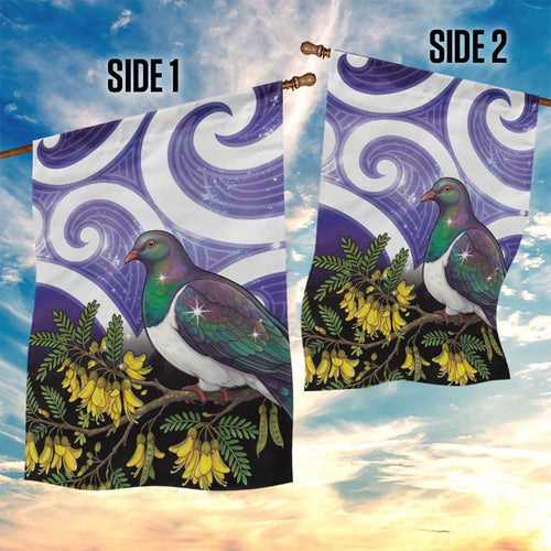 Kekeru New Zealand Matariki Garden Flag Kukupa Kowhai Maori New Year Purple Version