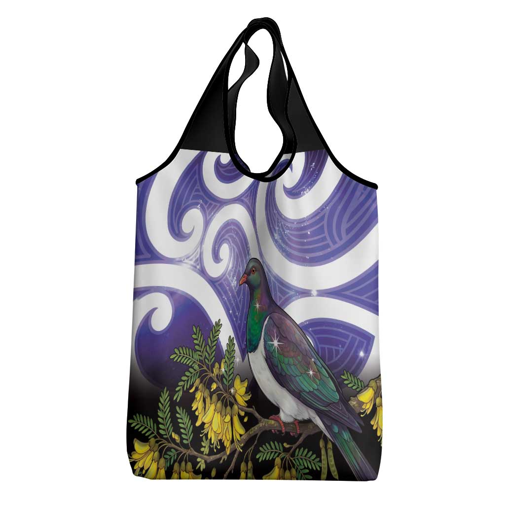 Kekeru New Zealand Matariki Grocery Bag Kukupa Kowhai Maori New Year Purple Version
