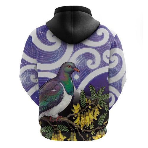 Kekeru New Zealand Matariki Hoodie Kukupa Kowhai Maori New Year Purple Version