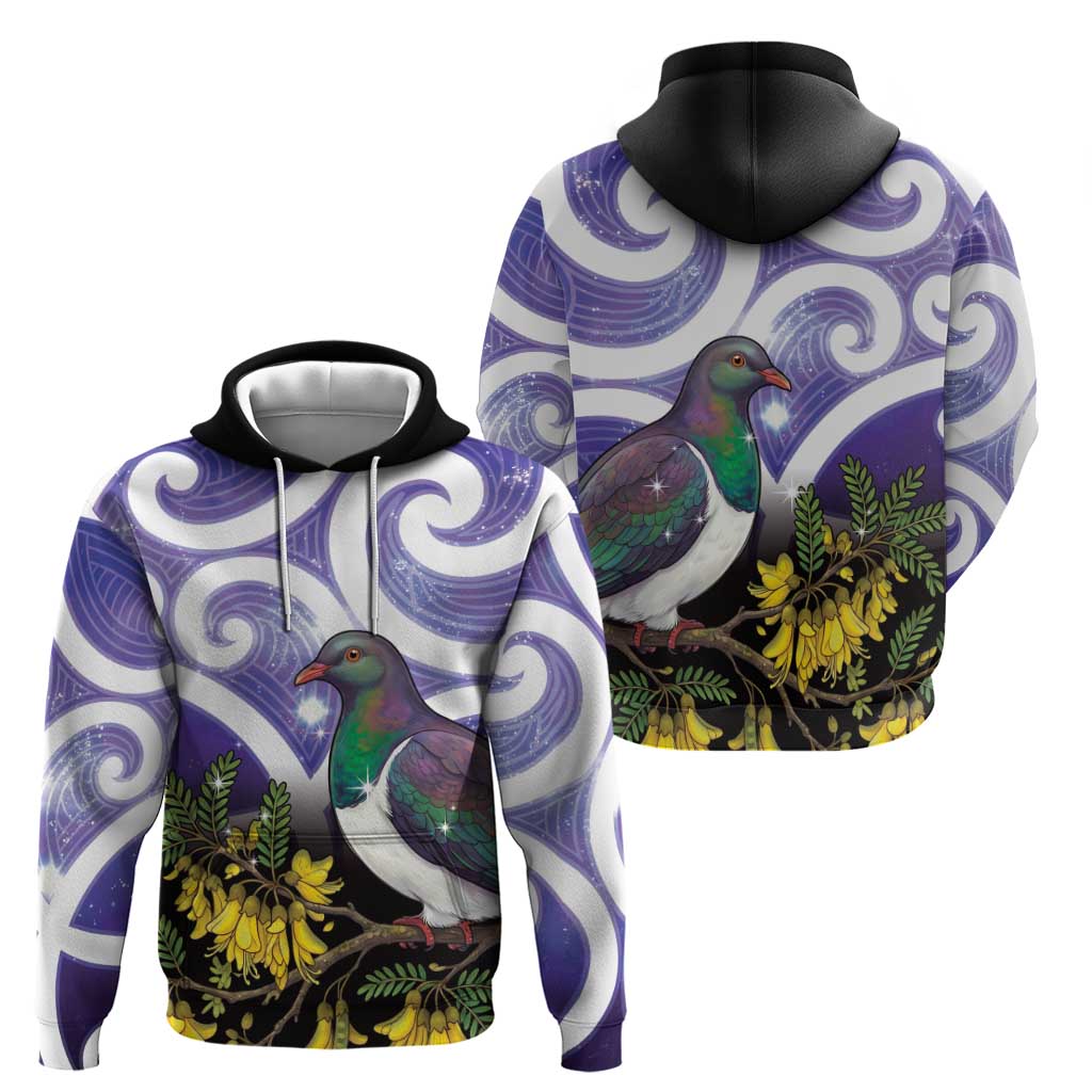 Kekeru New Zealand Matariki Hoodie Kukupa Kowhai Maori New Year Purple Version