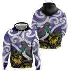 Kekeru New Zealand Matariki Hoodie Kukupa Kowhai Maori New Year Purple Version